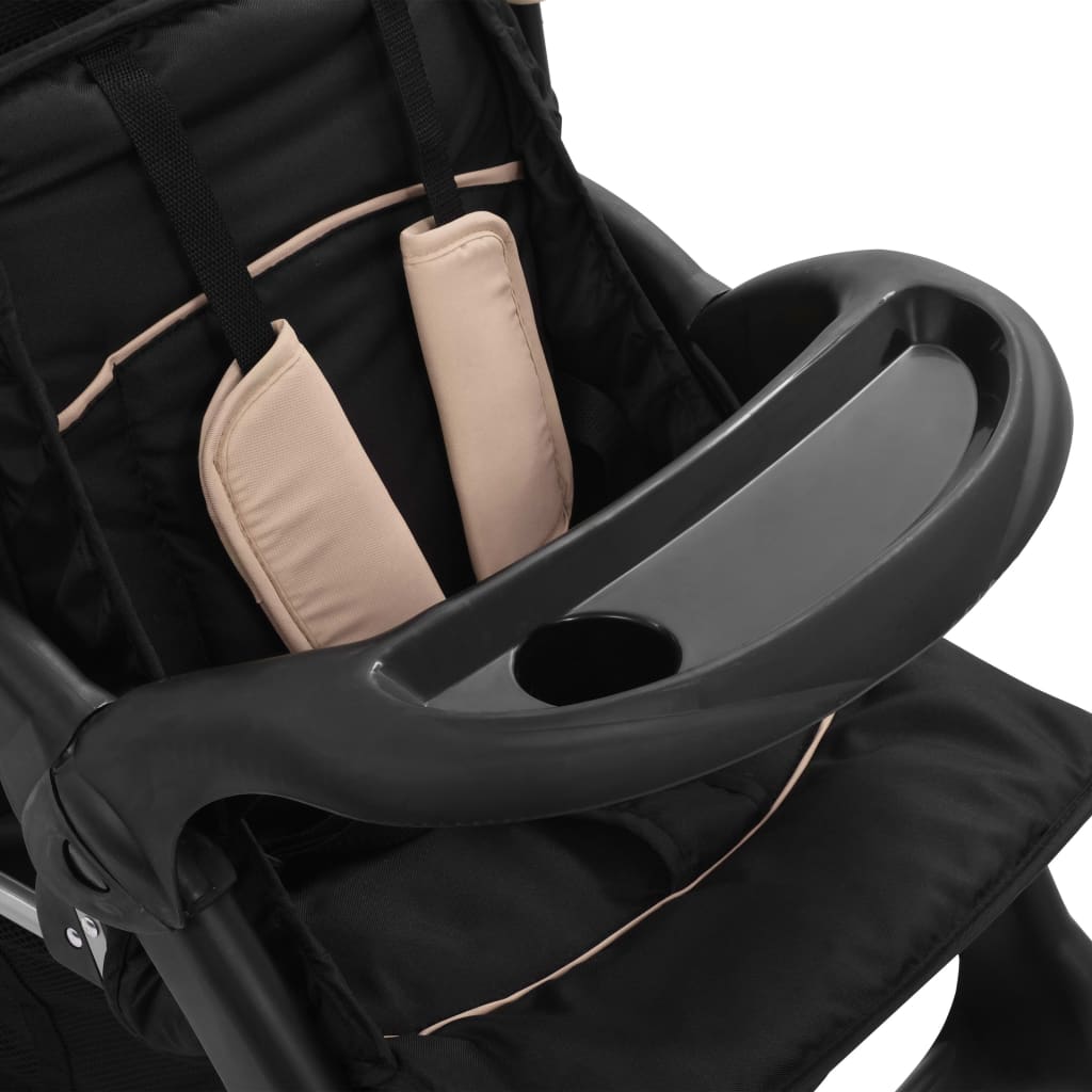 Tandem-Kinderwagen Stahl Taupe und Schwarz