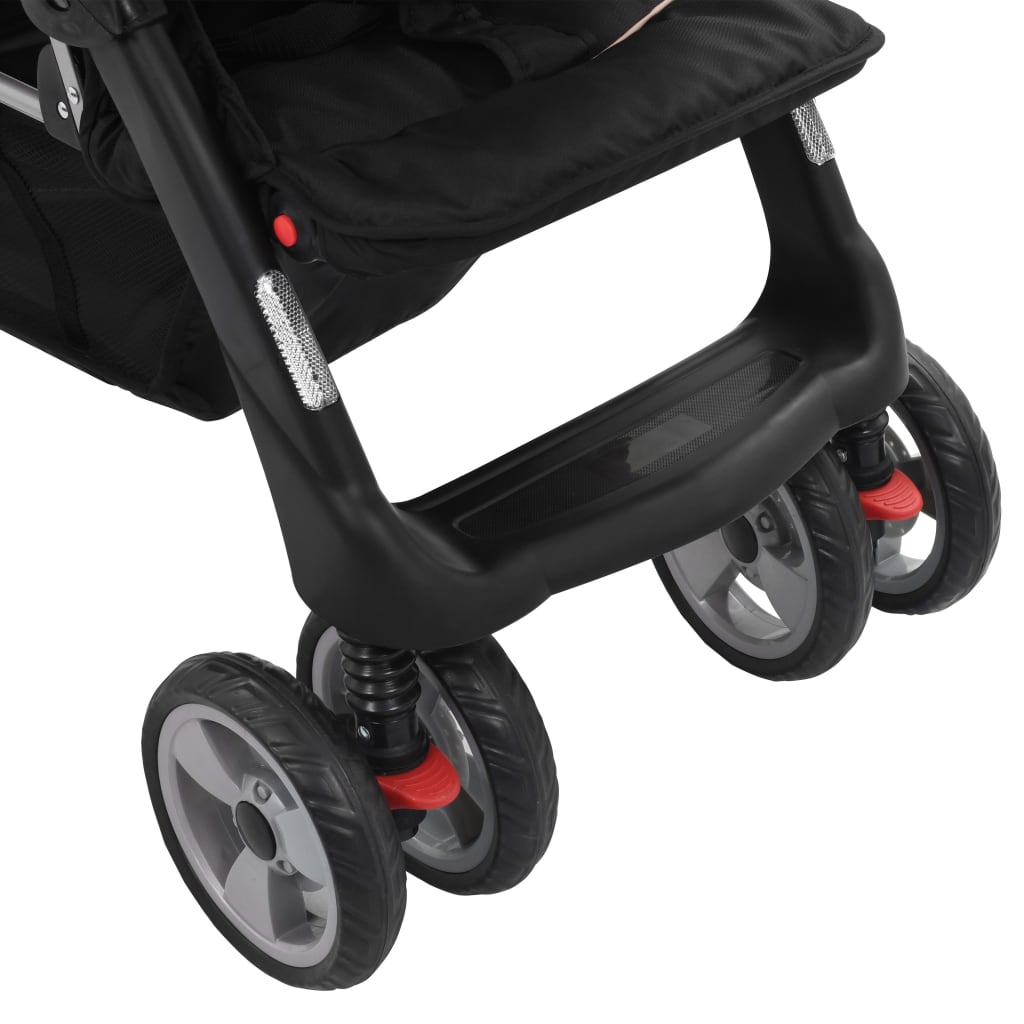 Tandem-Kinderwagen Stahl Taupe und Schwarz