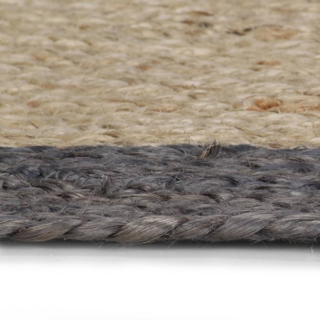 Teppich Handgefertigt Jute mit Dunkelgrauem Rand 90 cm