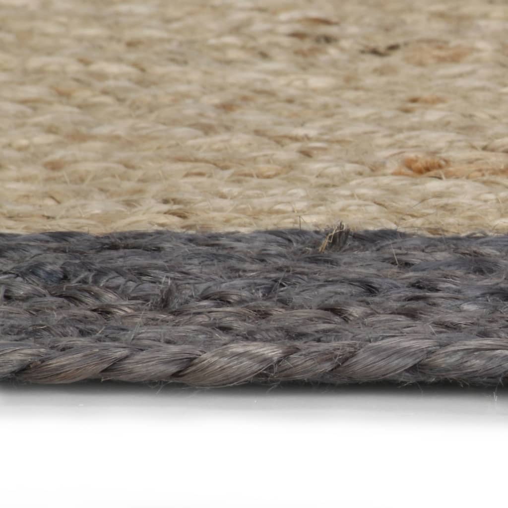 Teppich Handgefertigt Jute mit Dunkelgrauem Rand 120 cm