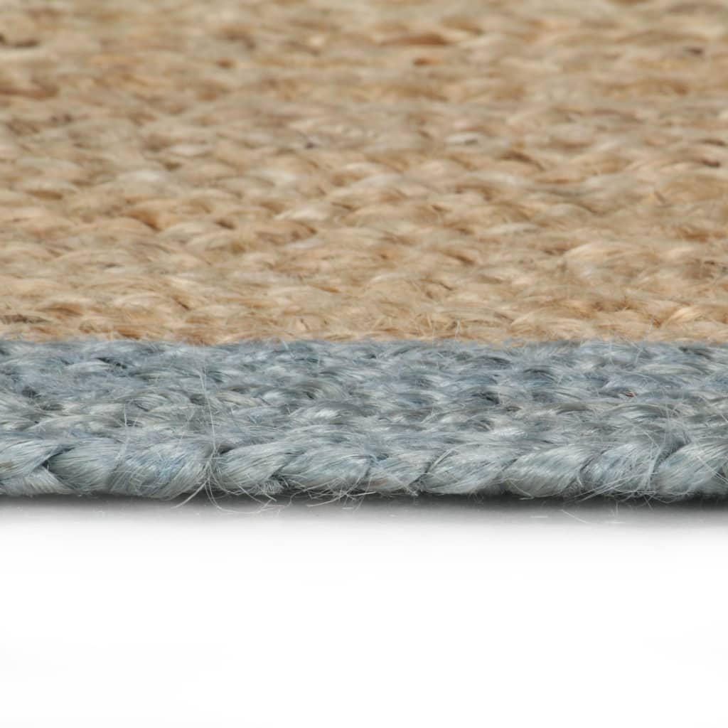 Teppich Handgefertigt Jute mit Olivgrünem Rand 120 cm