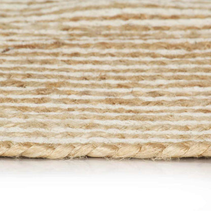 Teppich Handgefertigt Jute mit Spiralen-Design Weiß 90 cm