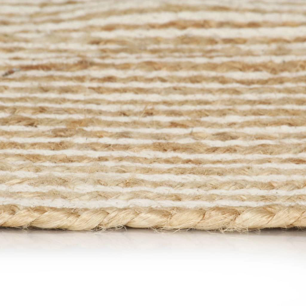 Teppich Handgefertigt Jute mit Spiralen-Design Weiß 150 cm