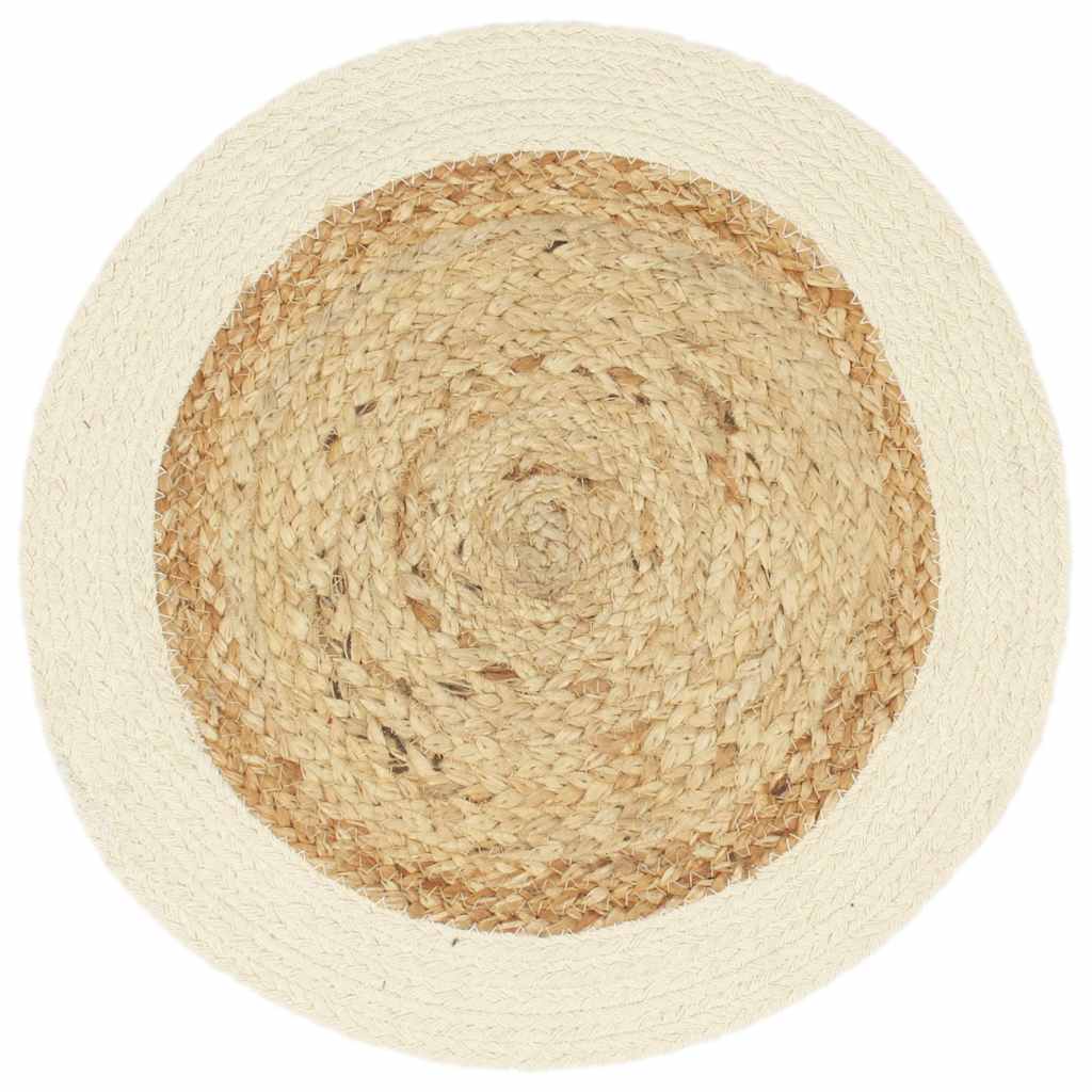 Tischsets 4 Stk. Natur 38 cm Rund Jute und Baumwolle
