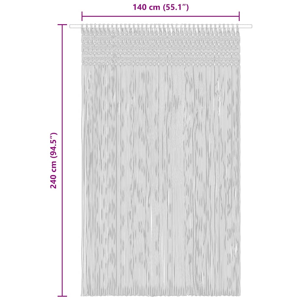 Makramee Vorhang 140×240 cm Baumwolle