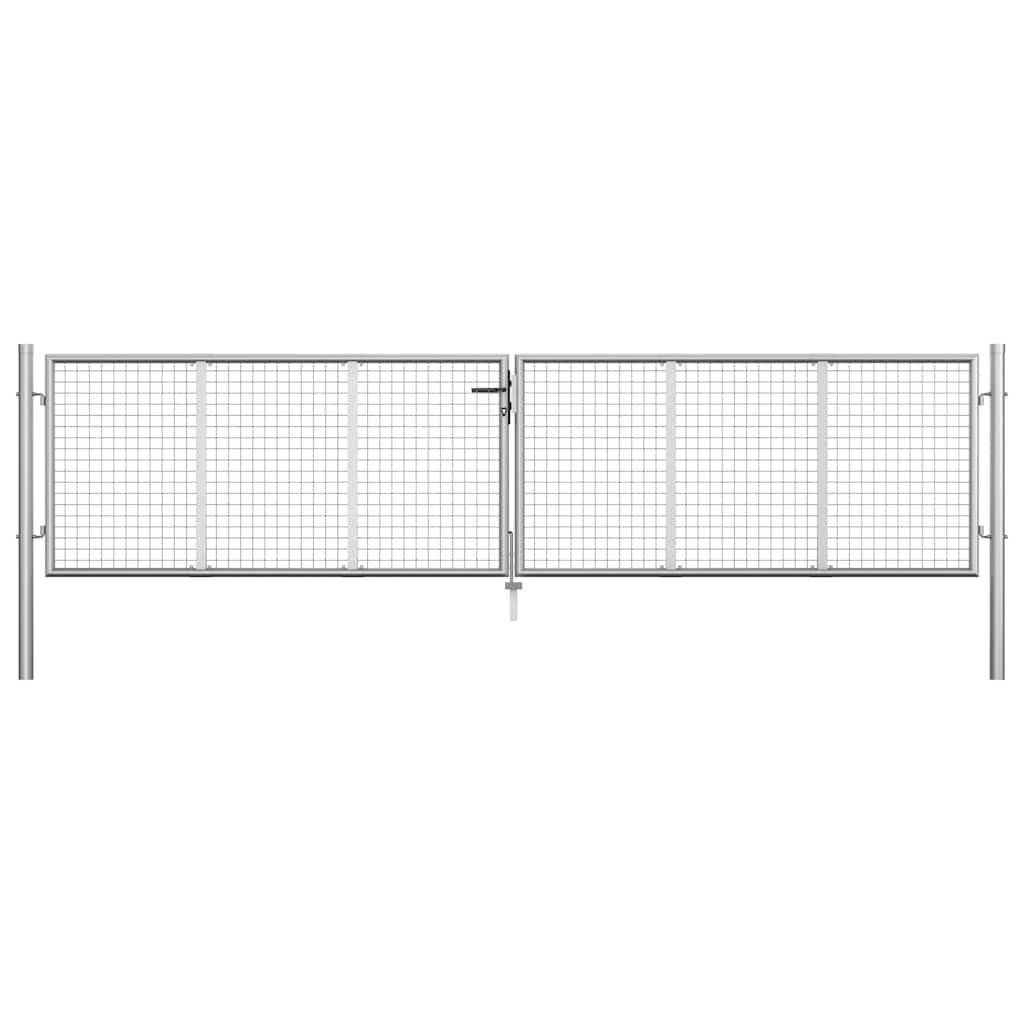 Gartentor verzinkter Stahl 400 x 75 cm Silber