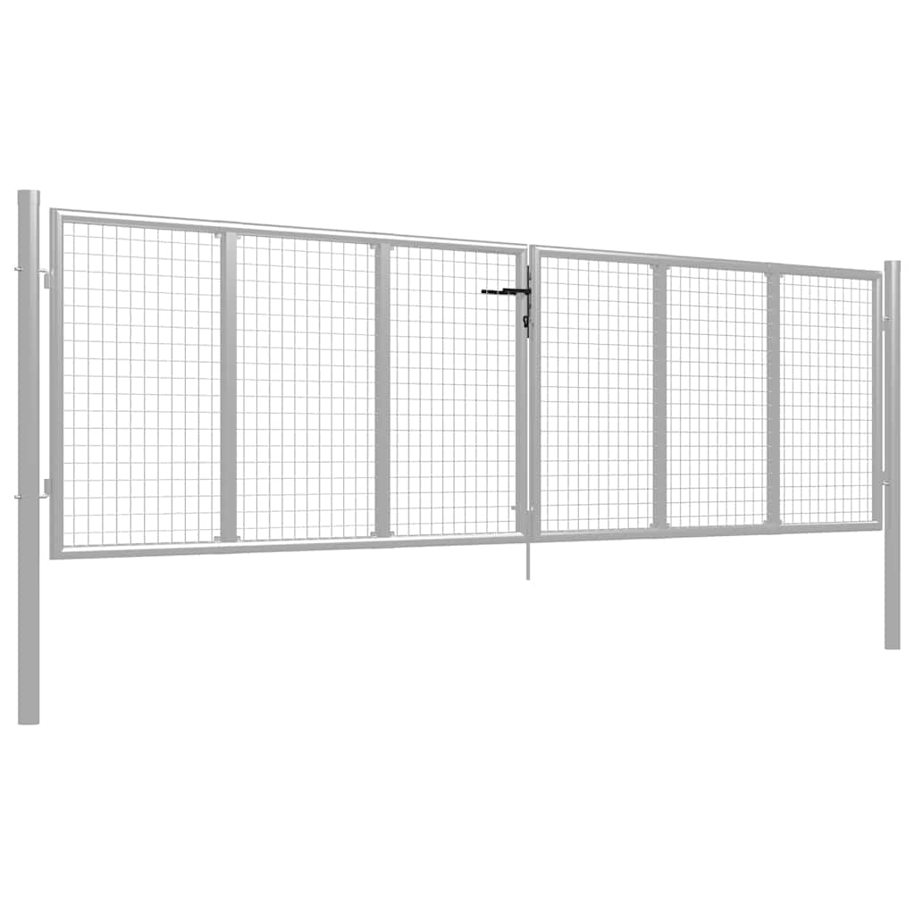 Gartentor verzinkter Stahl 400 x 100 cm Silber