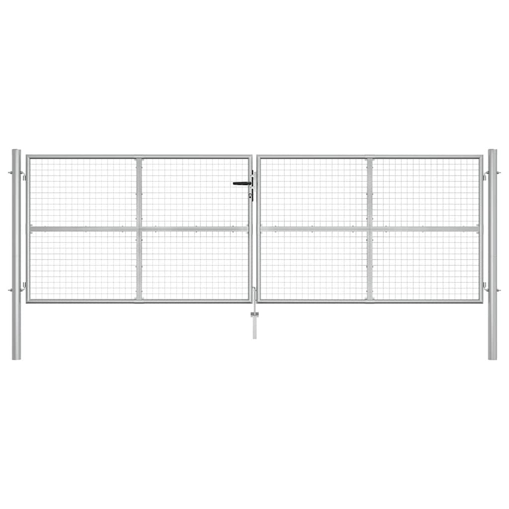 Gartentor verzinkter Stahl 400 x 125 cm Silber