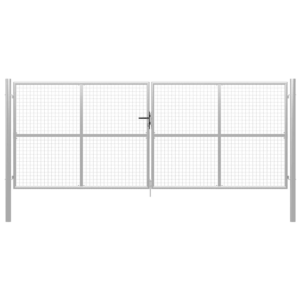 Gartentor verzinkter Stahl 400 x 150 cm Silber