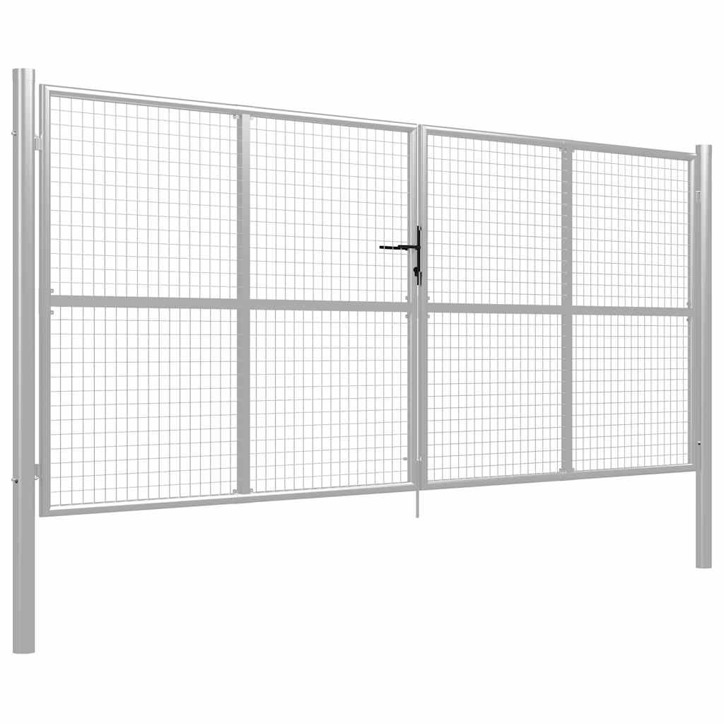 Gartentor verzinkter Stahl 400 x 150 cm Silber