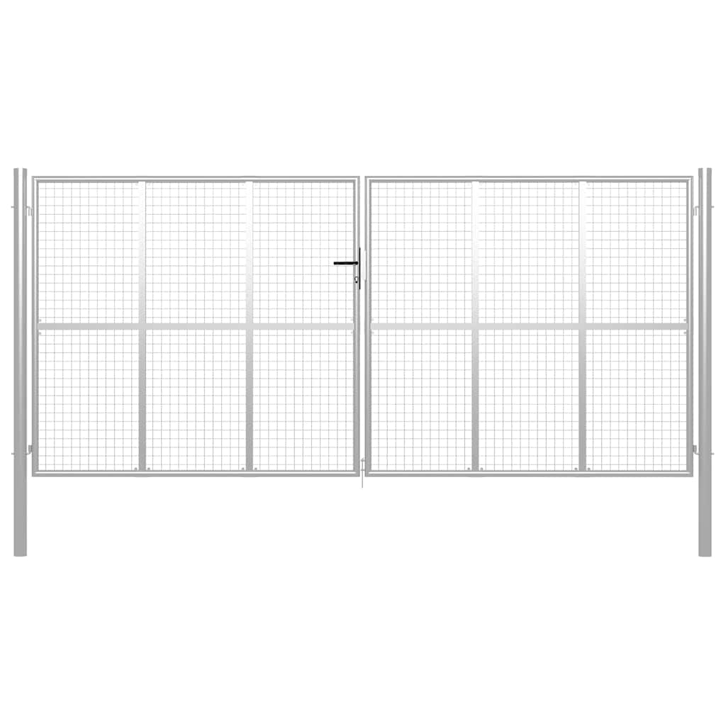 Gartentor verzinkter Stahl 400 x 175 cm Silber