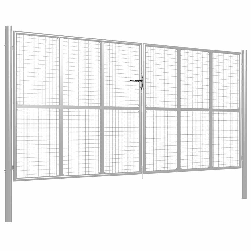 Gartentor verzinkter Stahl 400 x 175 cm Silber