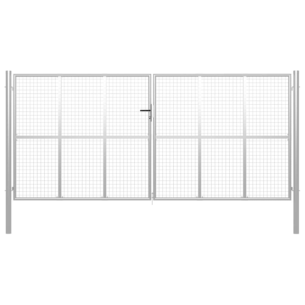 Gartentor verzinkter Stahl 400 x 200 cm Silber