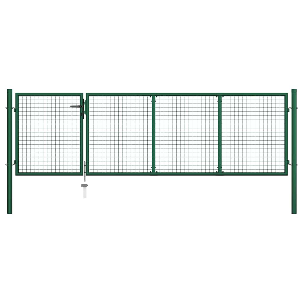 Gartentor aus Stahl 350 x 100 cm Grün