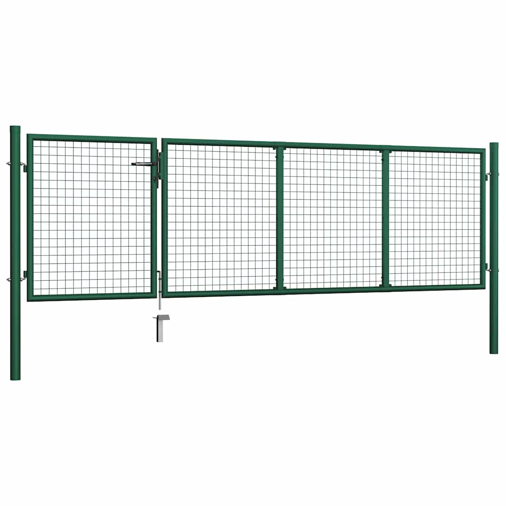 Gartentor aus Stahl 350 x 100 cm Grün