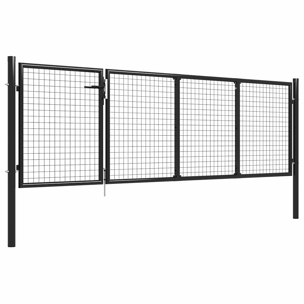 Gartentor aus Stahl 350 x 75 cm Anthrazit