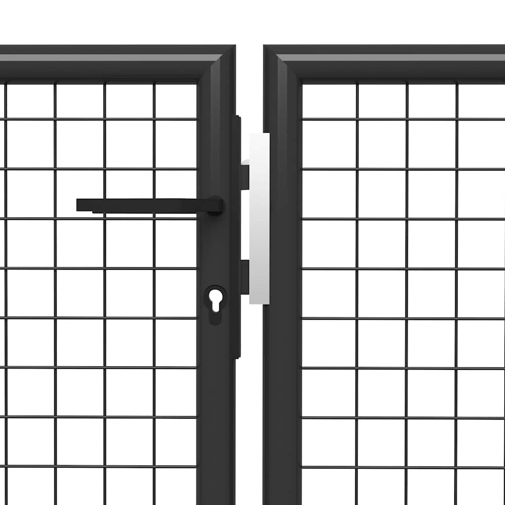 Gartentor aus Stahl 350 x 75 cm Anthrazit