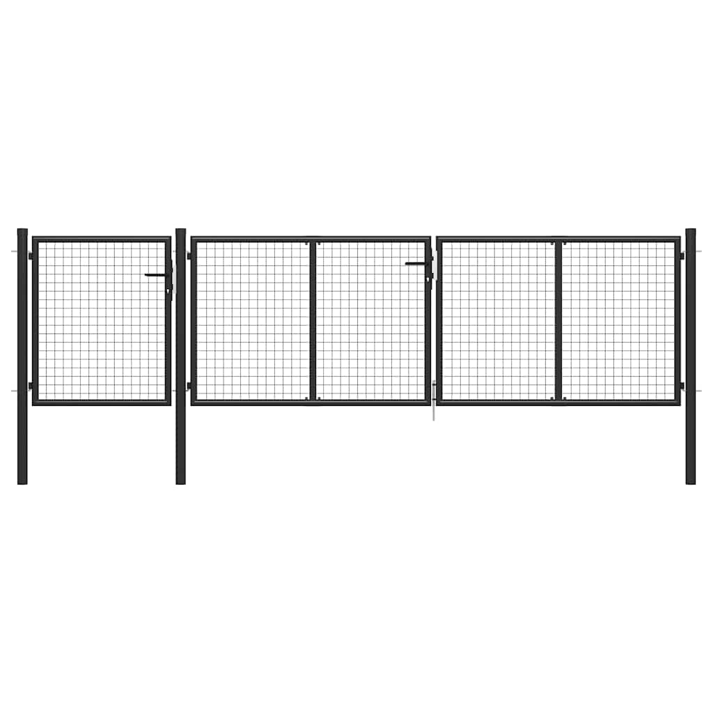 Gartentor aus Stahl 400 x 100 cm Anthrazit