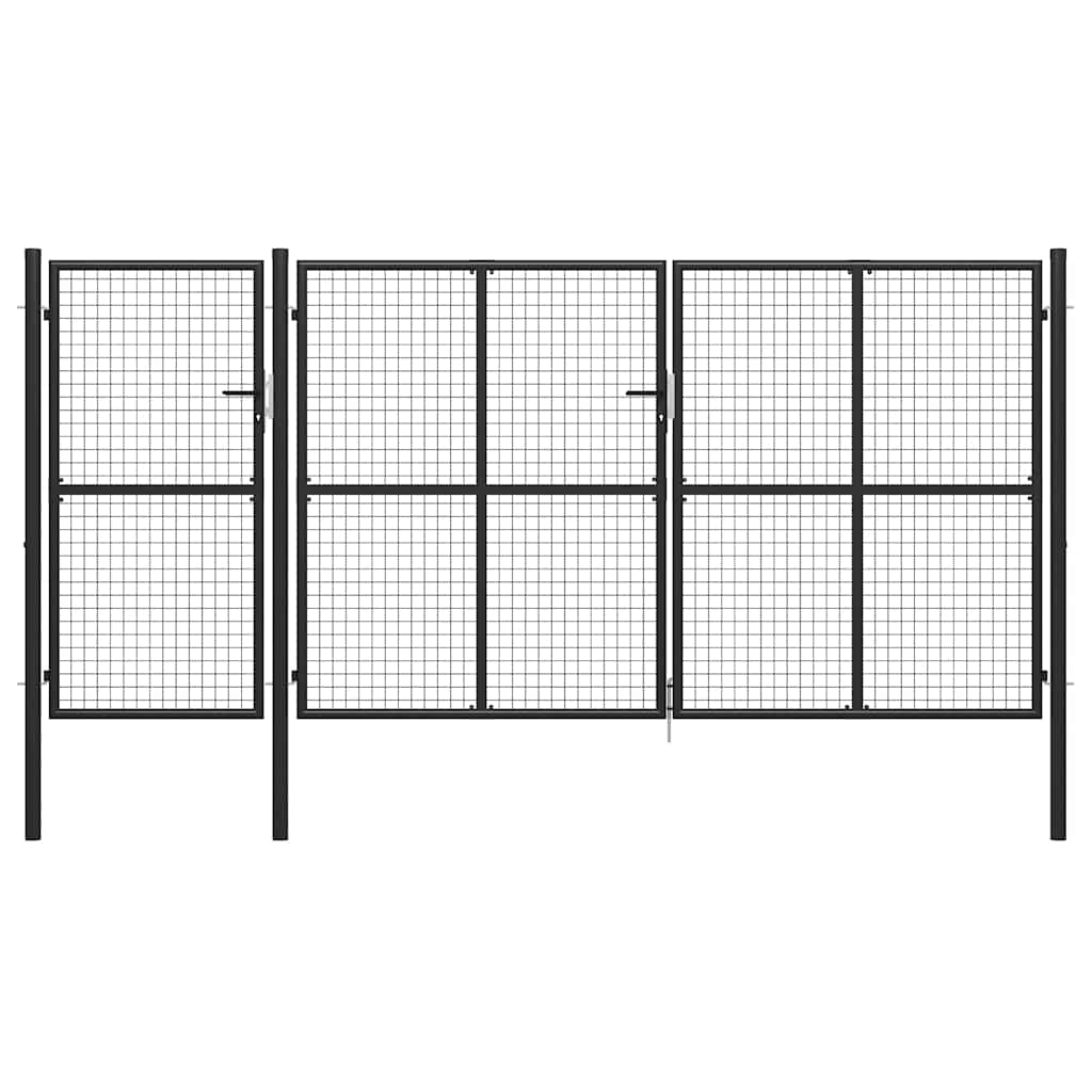 Gartentor Stahl 400 x 150 cm Anthrazit