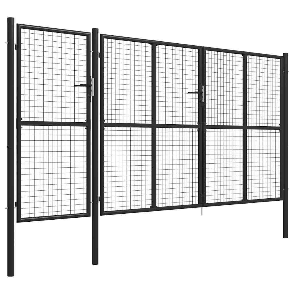 Gartentor Stahl 400 x 150 cm Anthrazit