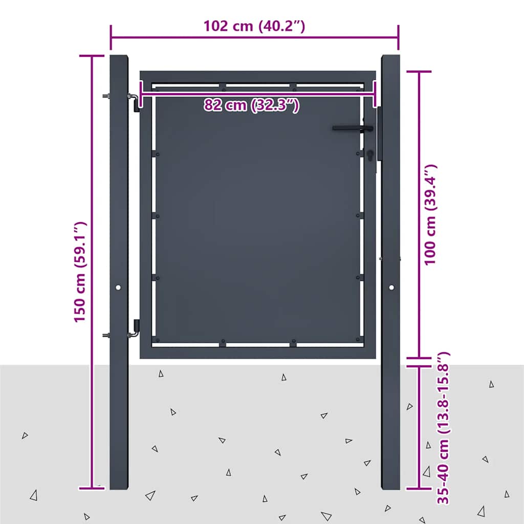 Gartentor aus Stahl 100 x 100 cm Anthrazit