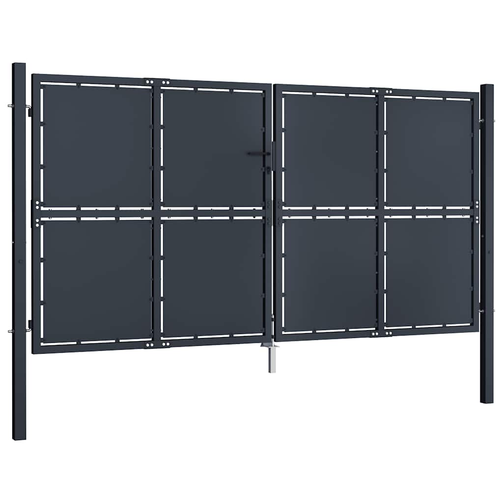 Gartentor aus Stahl 300 x 125 cm Anthrazit
