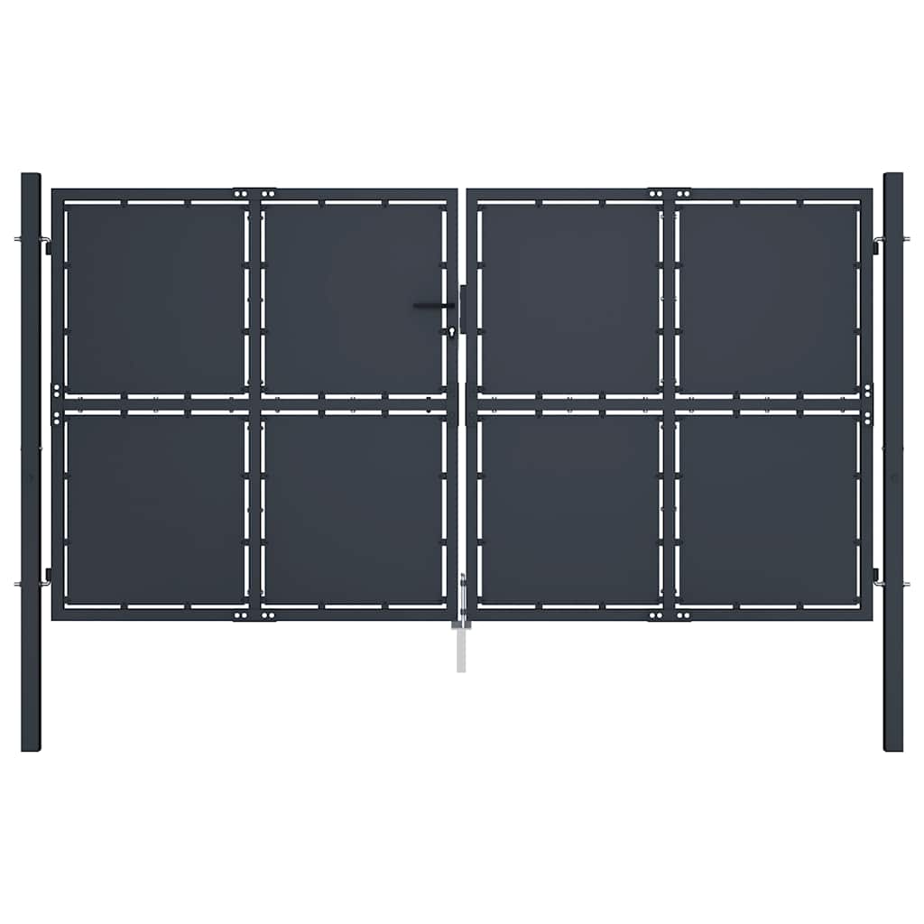 Gartentor aus Stahl 300 x 150 cm Anthrazit