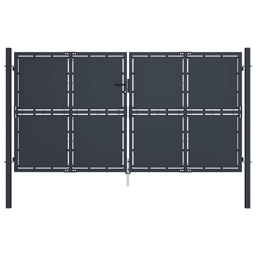 Gartentor aus Stahl 300 x 175 cm Anthrazit
