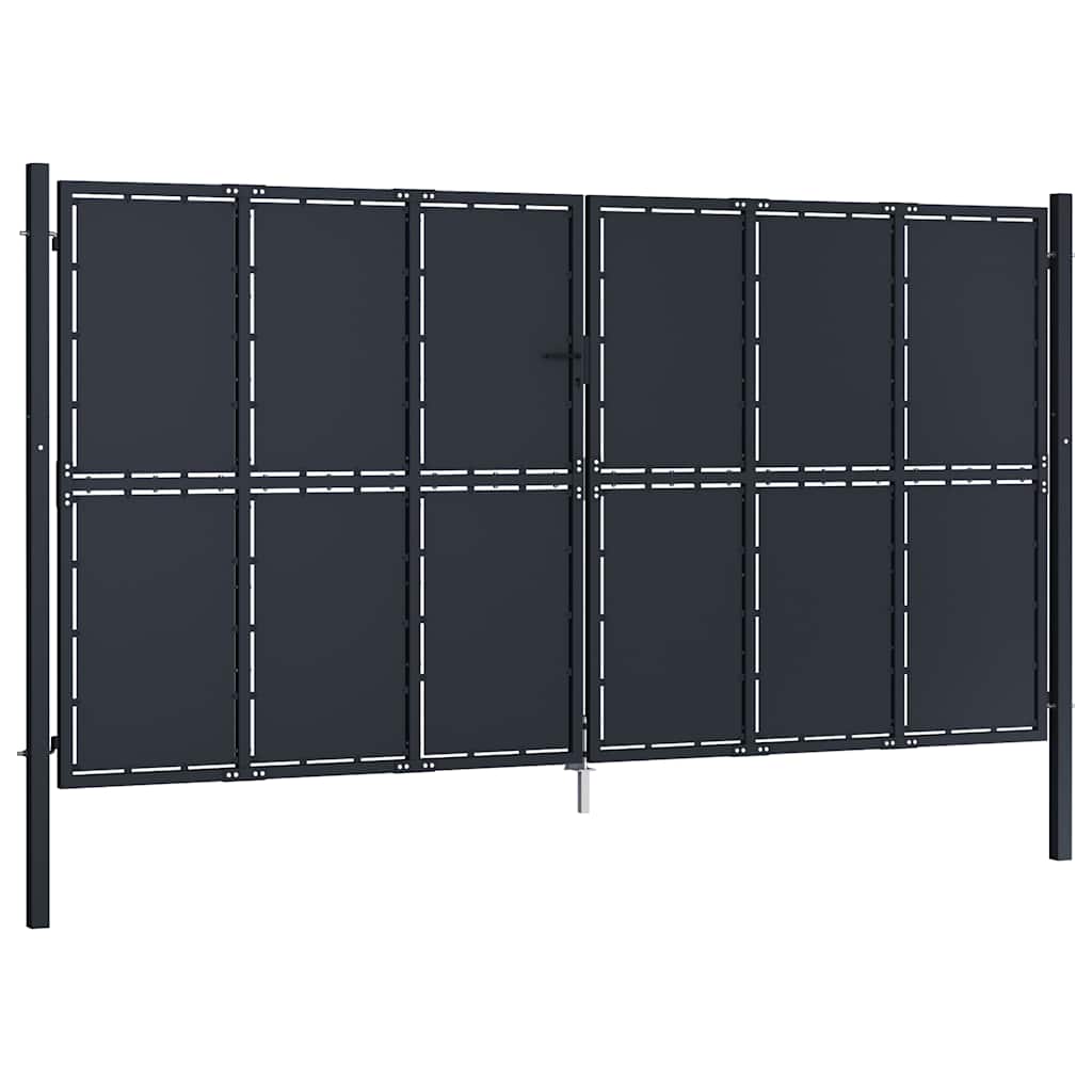 Gartentor aus Stahl 400 x 175 cm Anthrazit