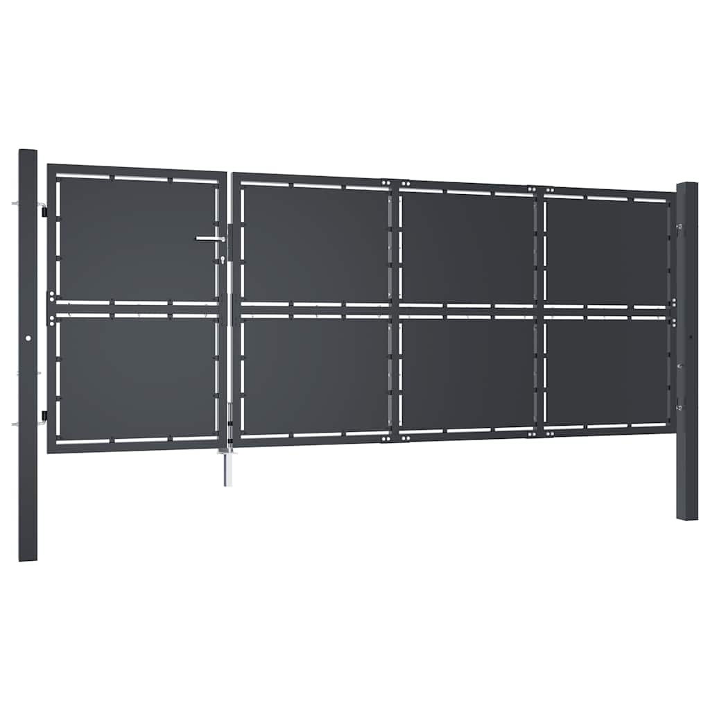 Gartentor aus Stahl 350 x 125 cm Anthrazit