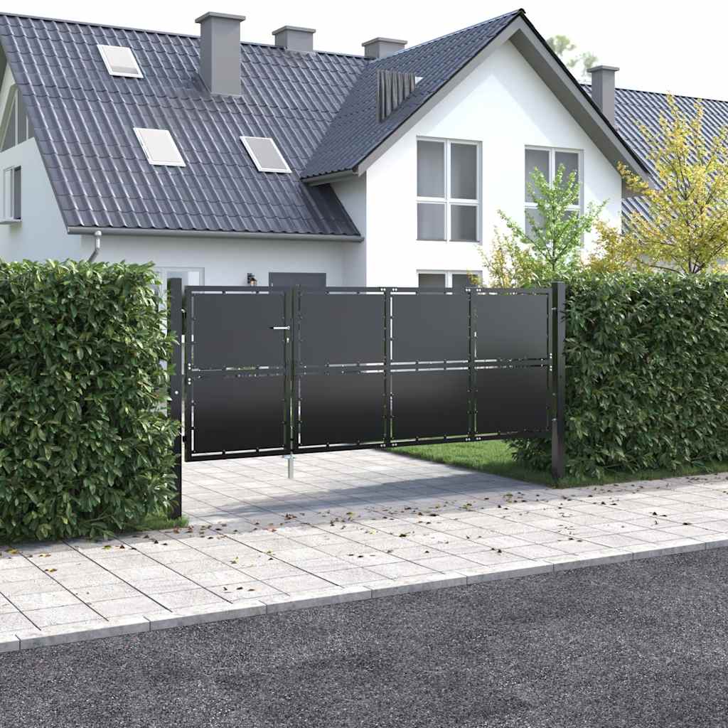 Gartentor aus Stahl 350 x 125 cm Anthrazit