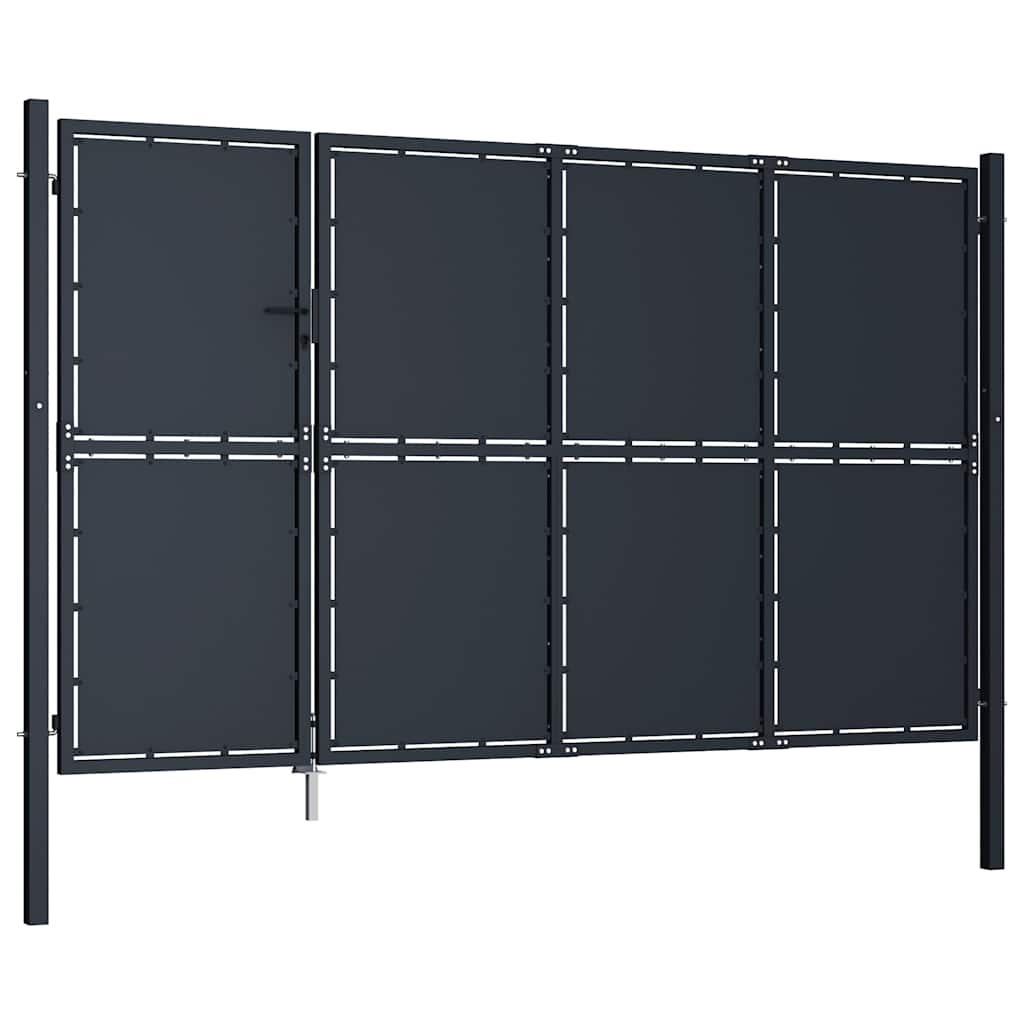 Gartentor aus Stahl 350 x 150 cm Anthrazit