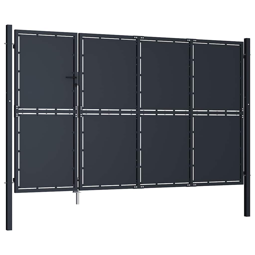 Gartentor aus Stahl 350 x 175 cm Anthrazit