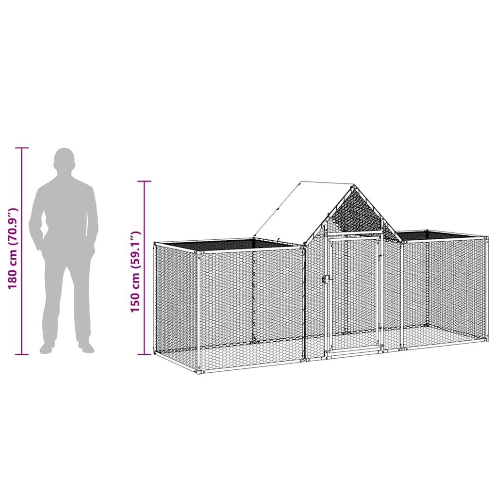 Hühnerstall 3x1x1,5 m Verzinkter Stahl