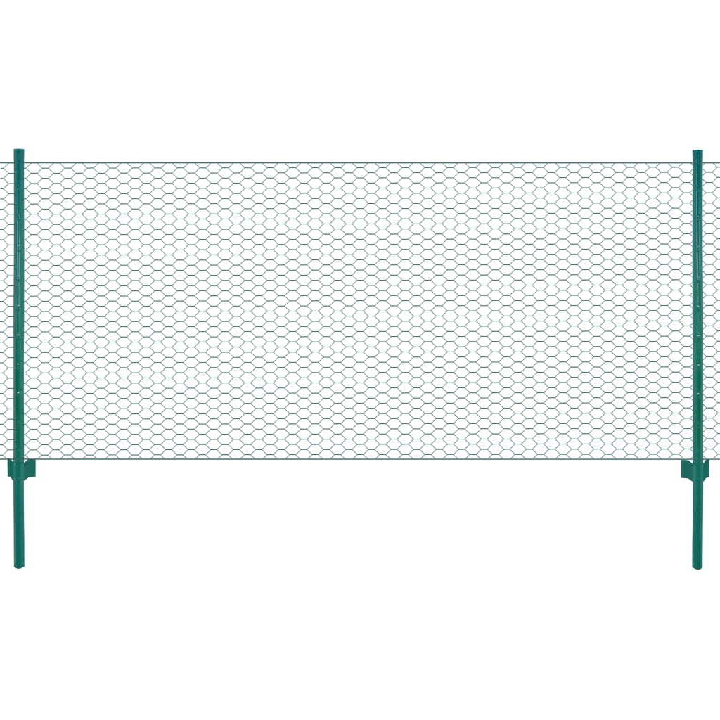 Maschendrahtzaun mit Pfosten Stahl 25 x 0,5 m Grün