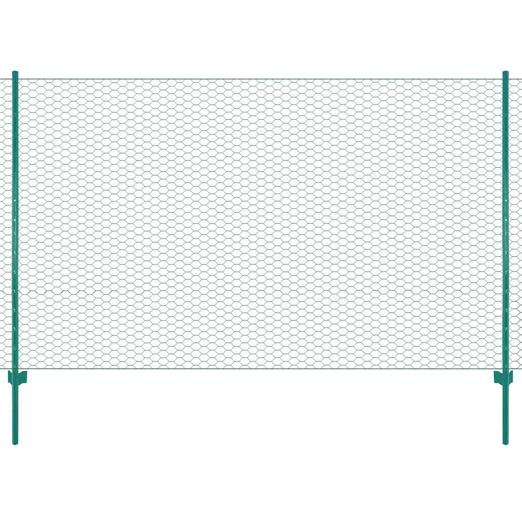 Maschendrahtzaun mit Pfosten Stahl 25 x 2 m Grün