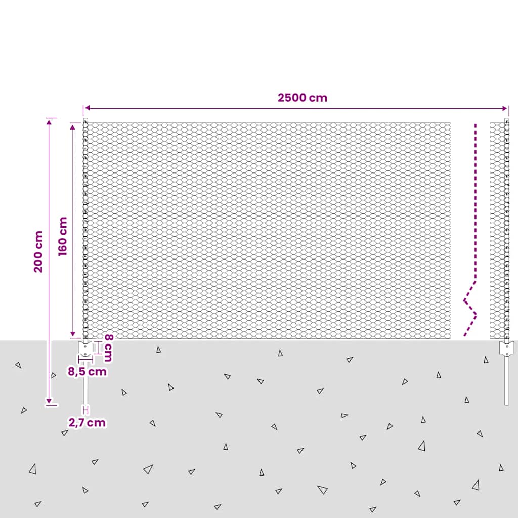 Maschendrahtzaun mit Pfosten Stahl 25 x 2 m Grün
