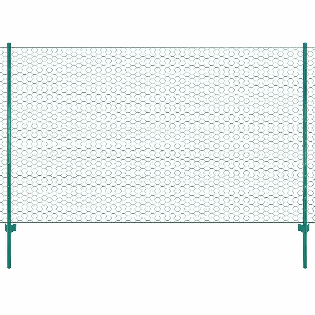 Maschendrahtzaun mit Pfosten Stahl 25 x 1,5 m Grün