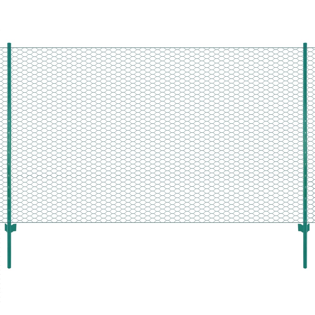 Maschendrahtzaun mit Pfosten Stahl 25 x 2 m Grün