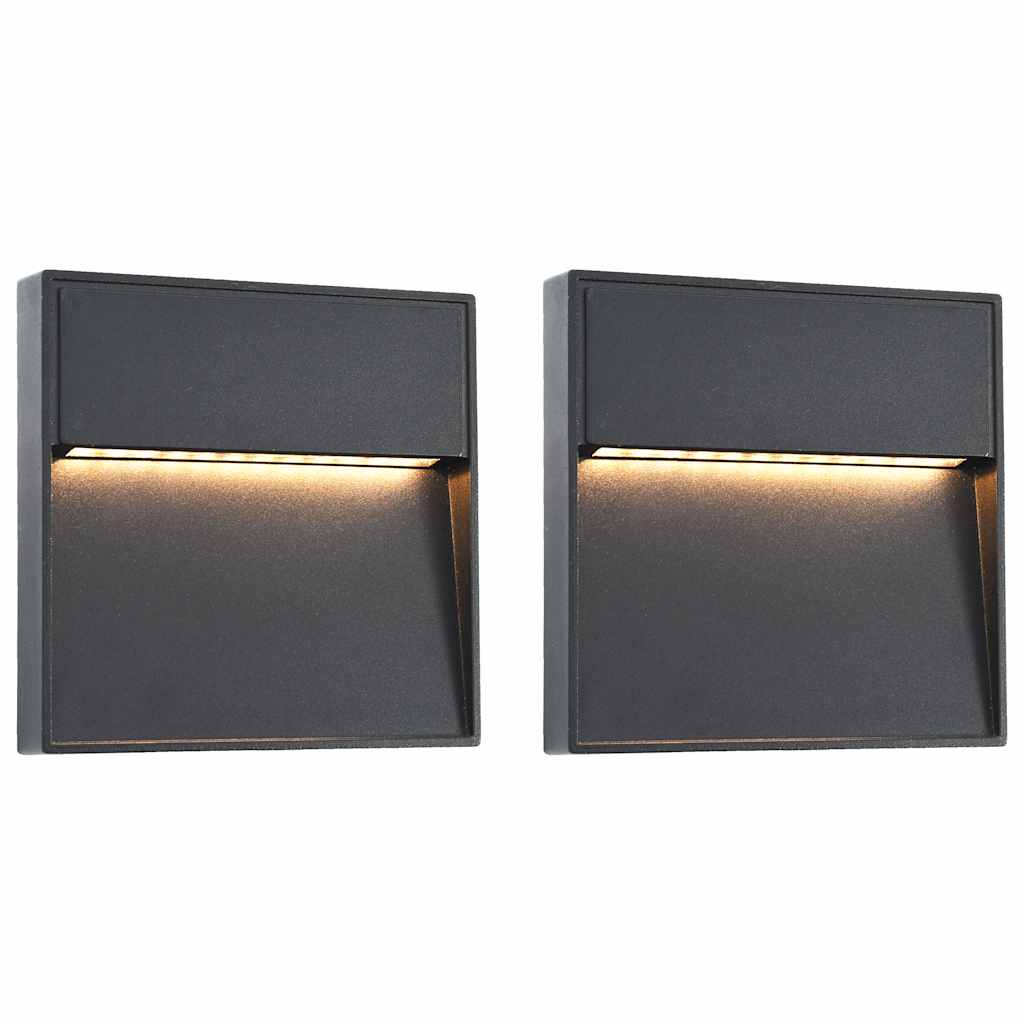 Außenwandleuchten 2 Stk. LED 3W Schwarz Quadratisch