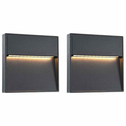 Außenwandleuchten 2 Stk. LED 3W Schwarz Quadratisch