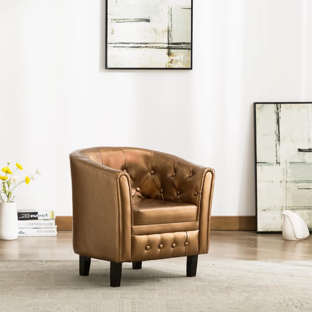 Clubsessel Braun Kunstleder
