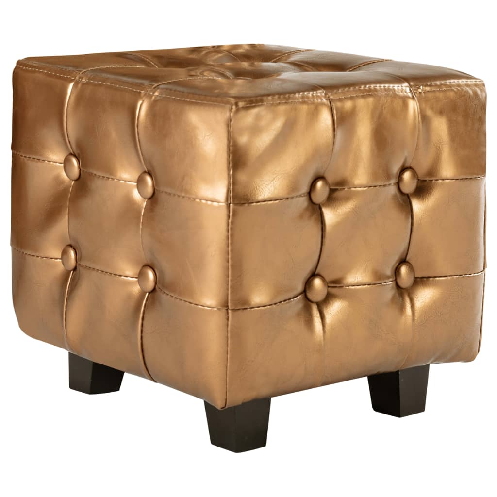 Clubsessel mit Hocker Braun Kunstleder