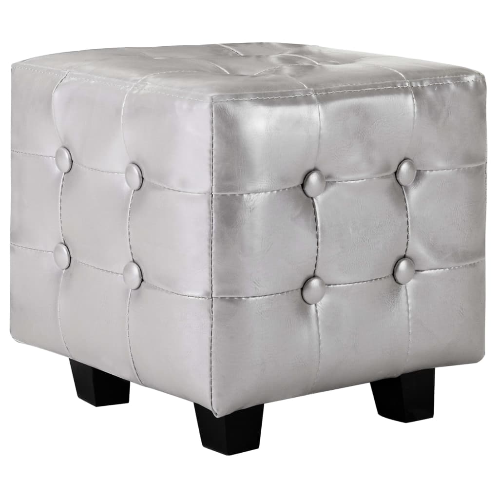 Clubsessel mit Hocker Silbern Kunstleder