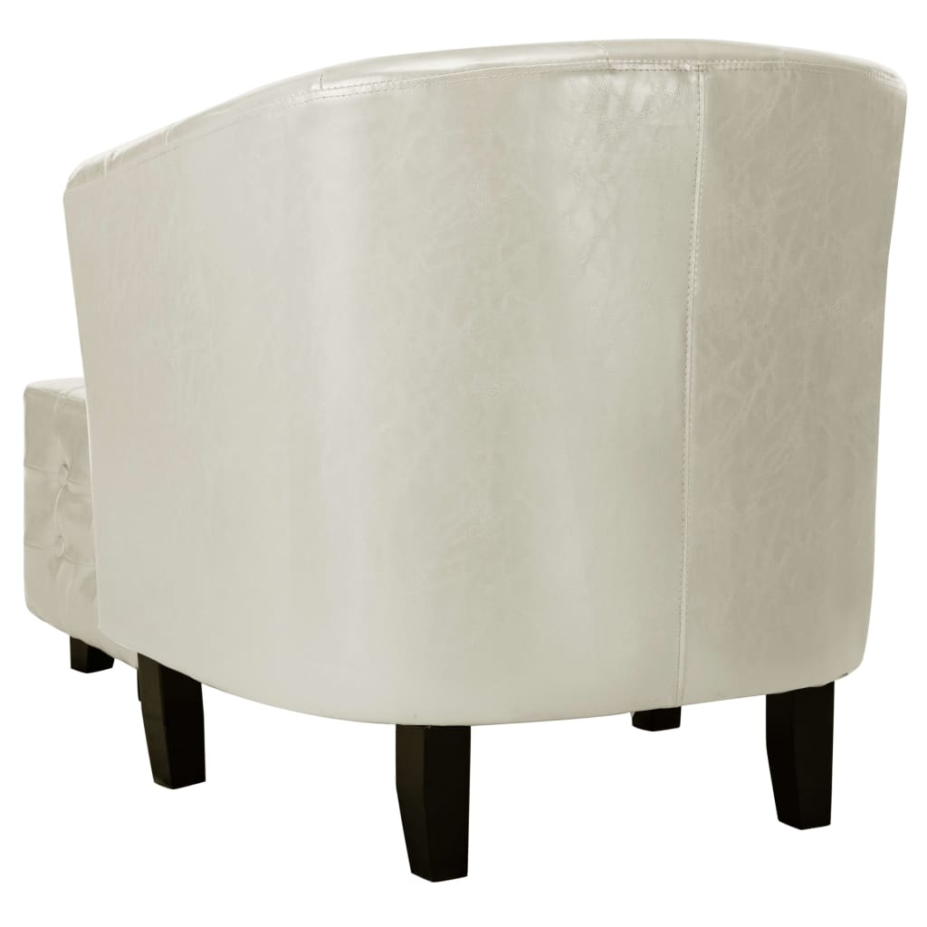Clubsessel mit Hocker Weiß Kunstleder