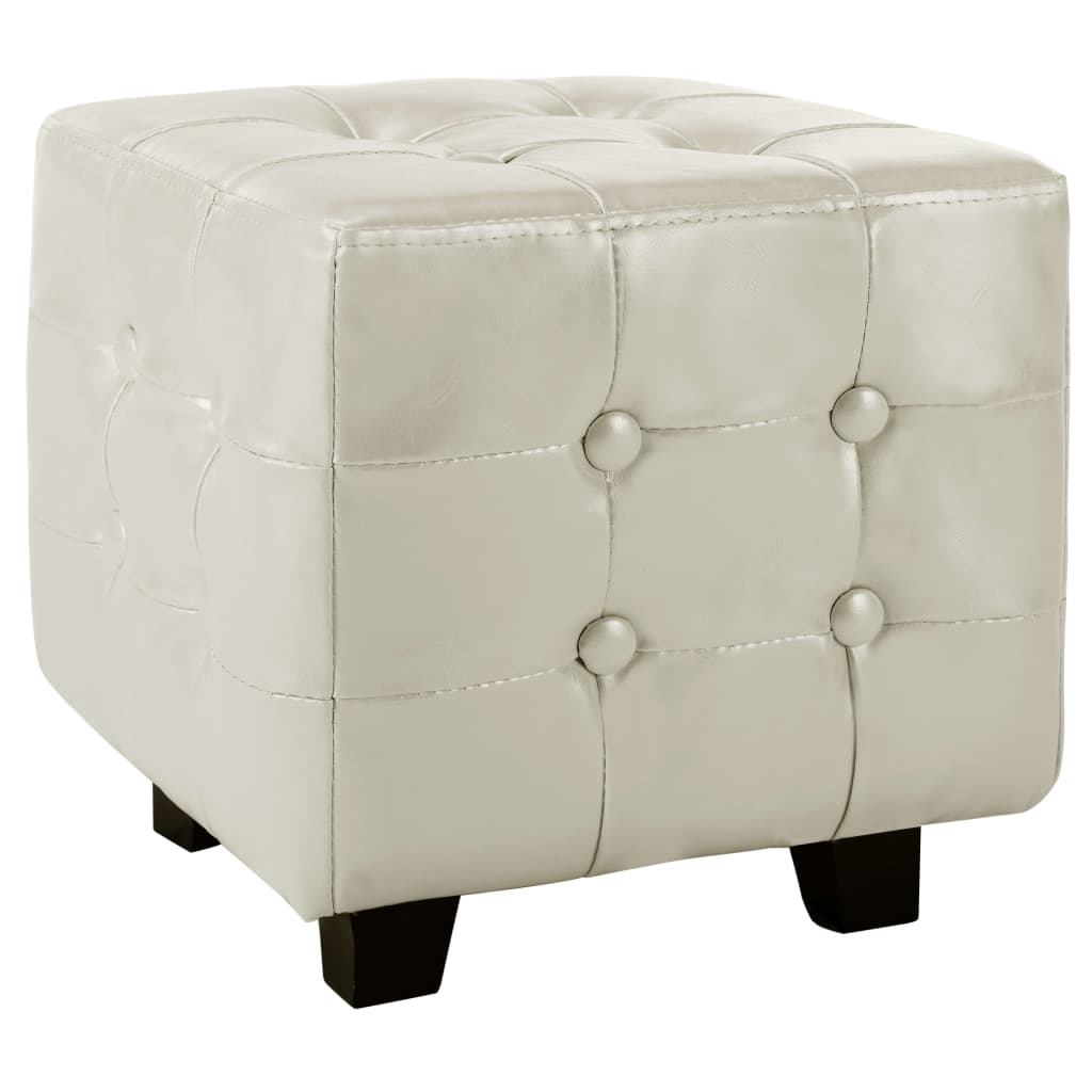 Clubsessel mit Hocker Weiß Kunstleder