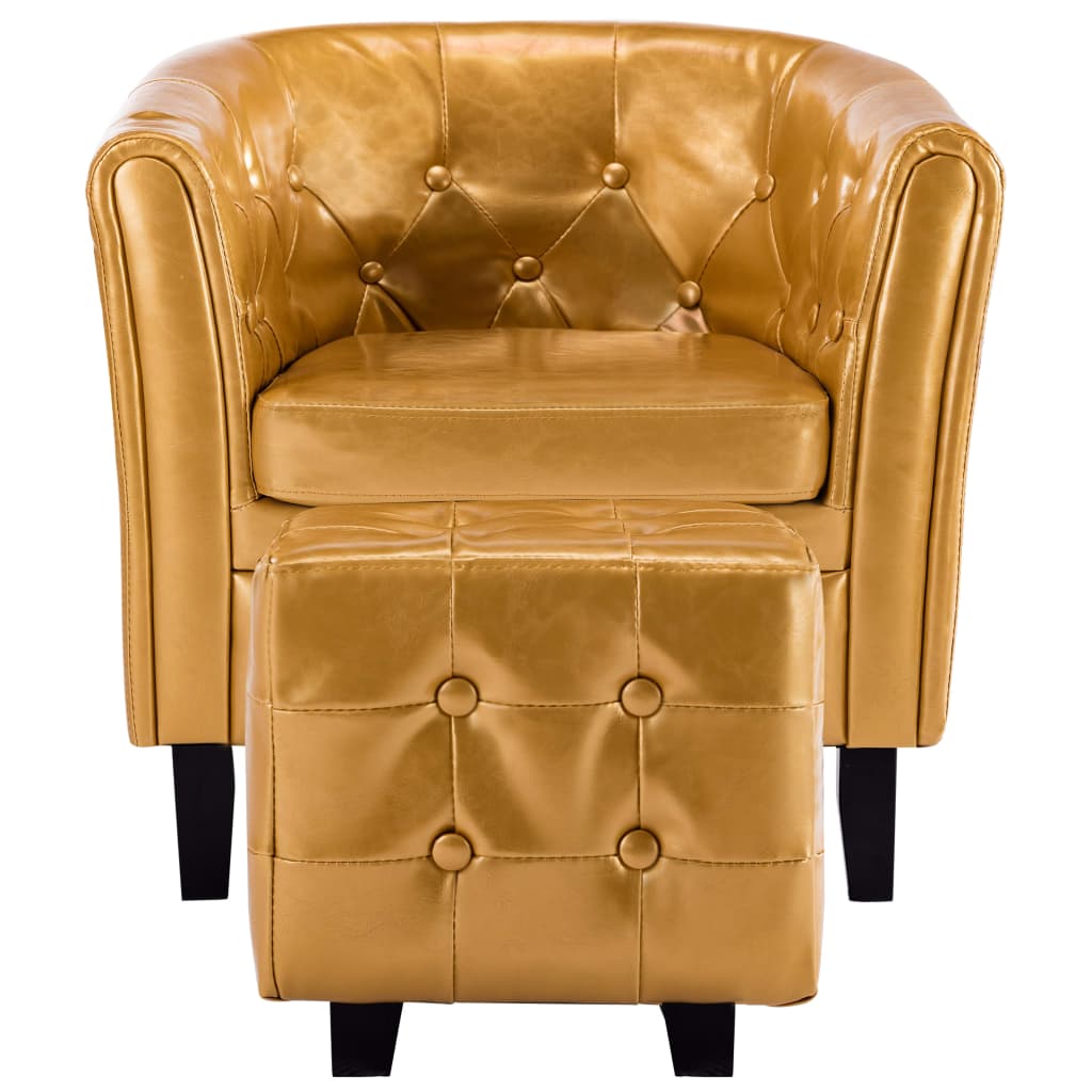 Clubsessel mit Hocker Golden Kunstleder