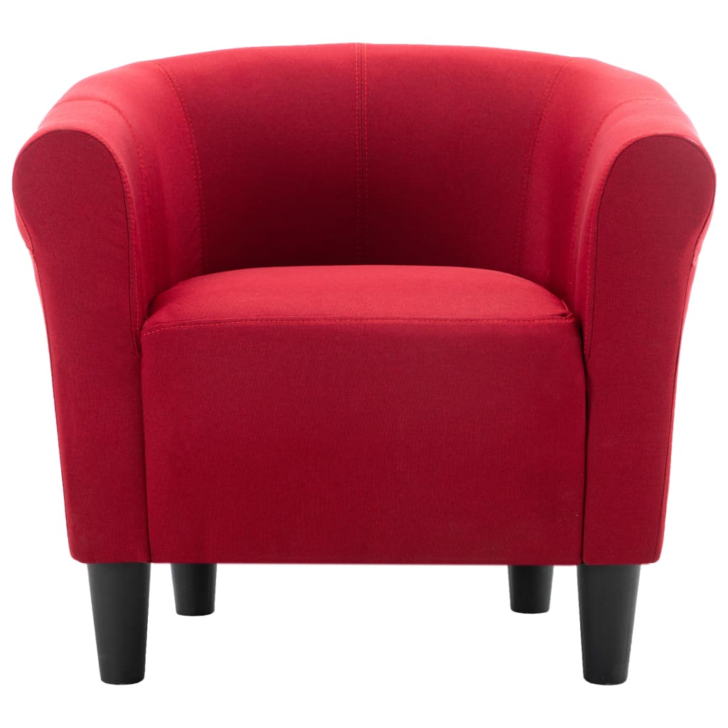2-tlg. Sessel und Hocker Set Weinrot Stoff