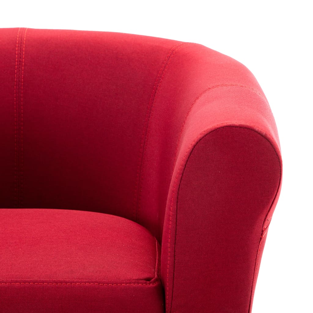 2-tlg. Sessel und Hocker Set Weinrot Stoff