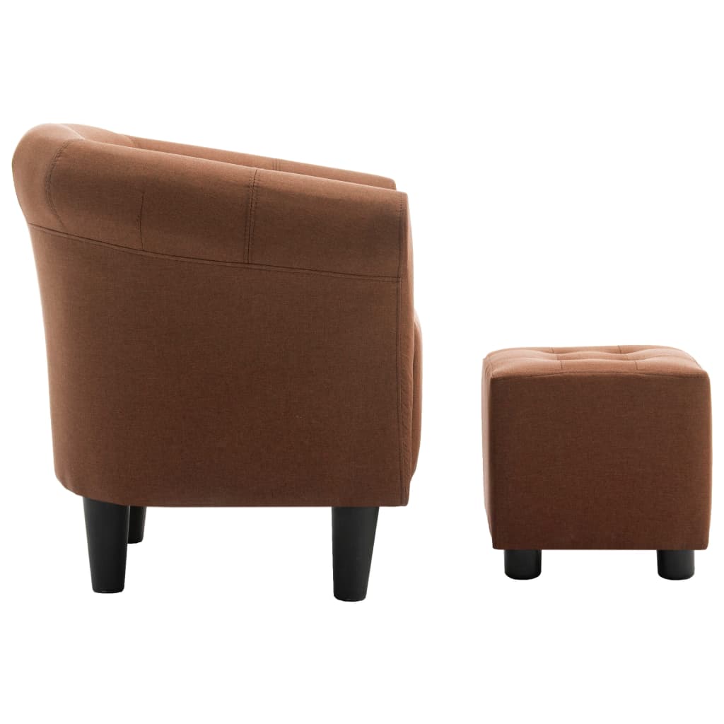 2-tlg. Sessel und Hocker Set Braun Stoff